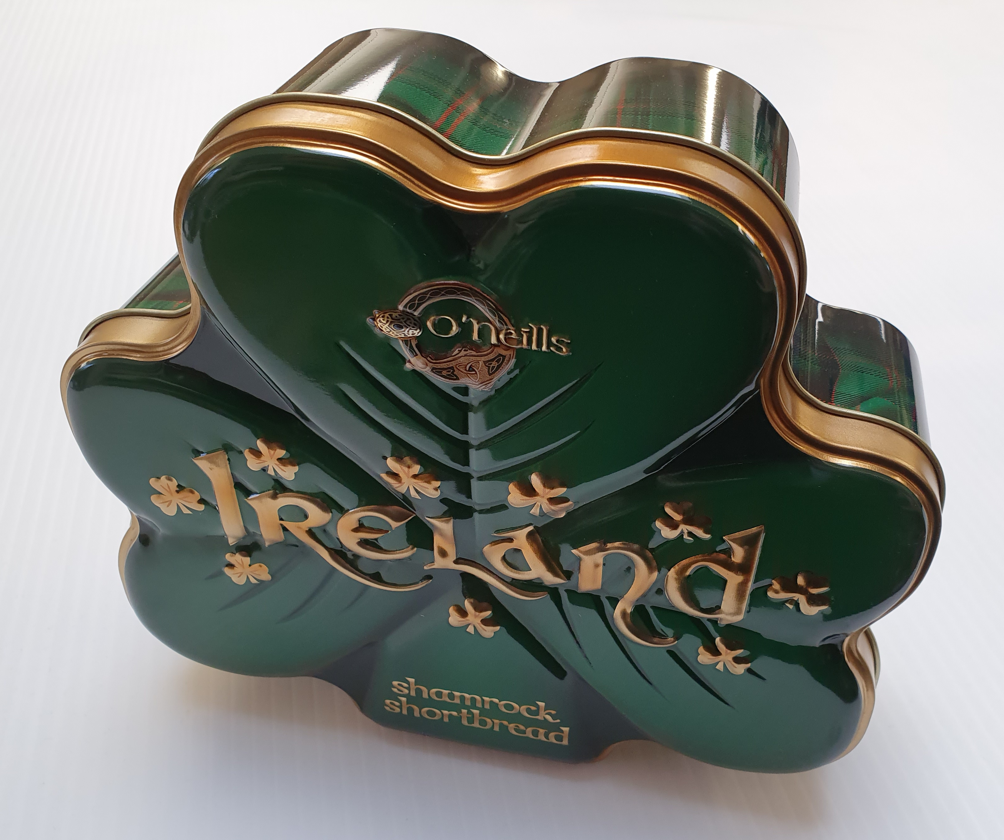 O'Neills Shamrock Shortbread in a Shamrock Shaped Tin - 160gm (image for) O'Neills Shamrock Shortbread in a Shamrock Shaped Tin - 160gm