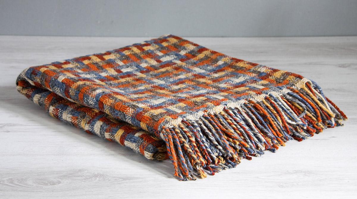 (image for) Avoca Pure Wool Throw 56" x 72" Made in Ireland Lollipop Harvest