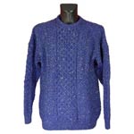 Aran Knitted Wool Sweater - Blue