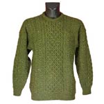 Aran Knitted Wool Sweater - Green