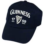 Black Guinness Trademark emblem harp baseball cap
