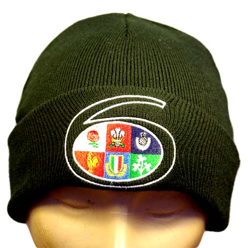 (image for) Black 6 Nations woolly hat - Click Image to Close