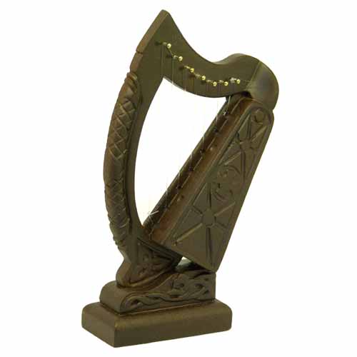 Large Harp in Black 7.5" - Irish Turf Sculpture - Click Image to Close