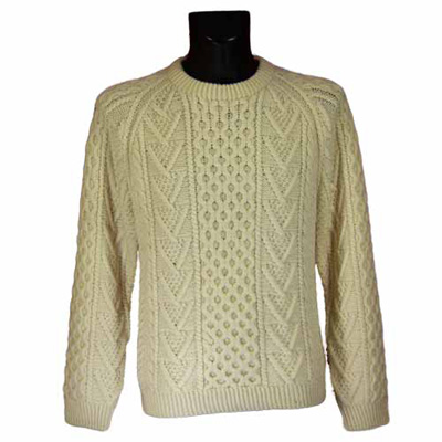 Aran Handknitted Wool Sweater - Merino Crew design [327] - £99.48 ...